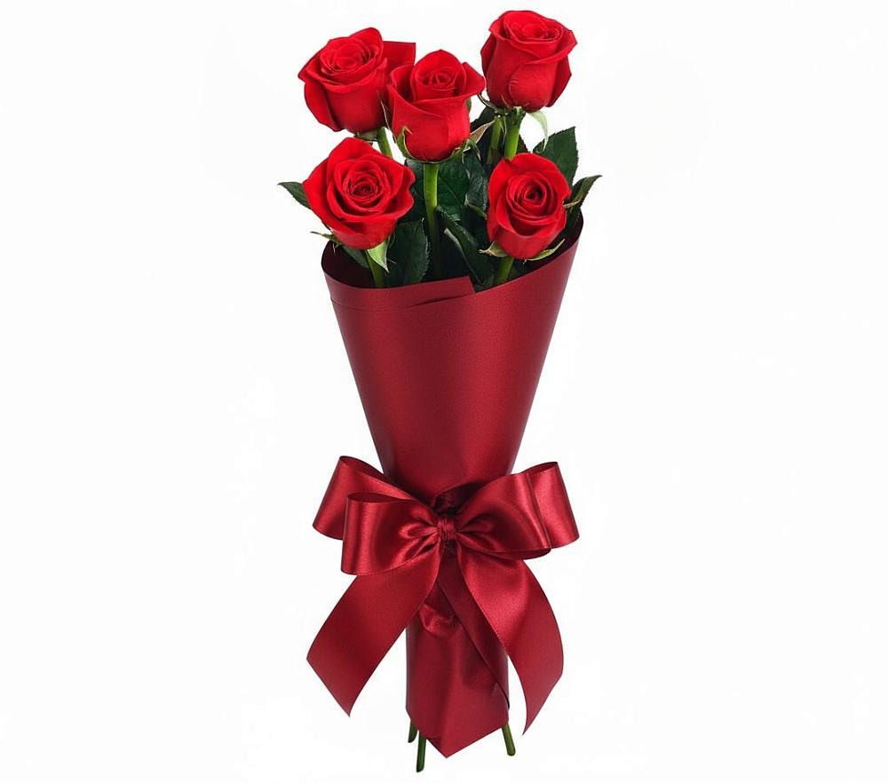 Букет 5 Красных роз Эдлесс Лав в Новощапово