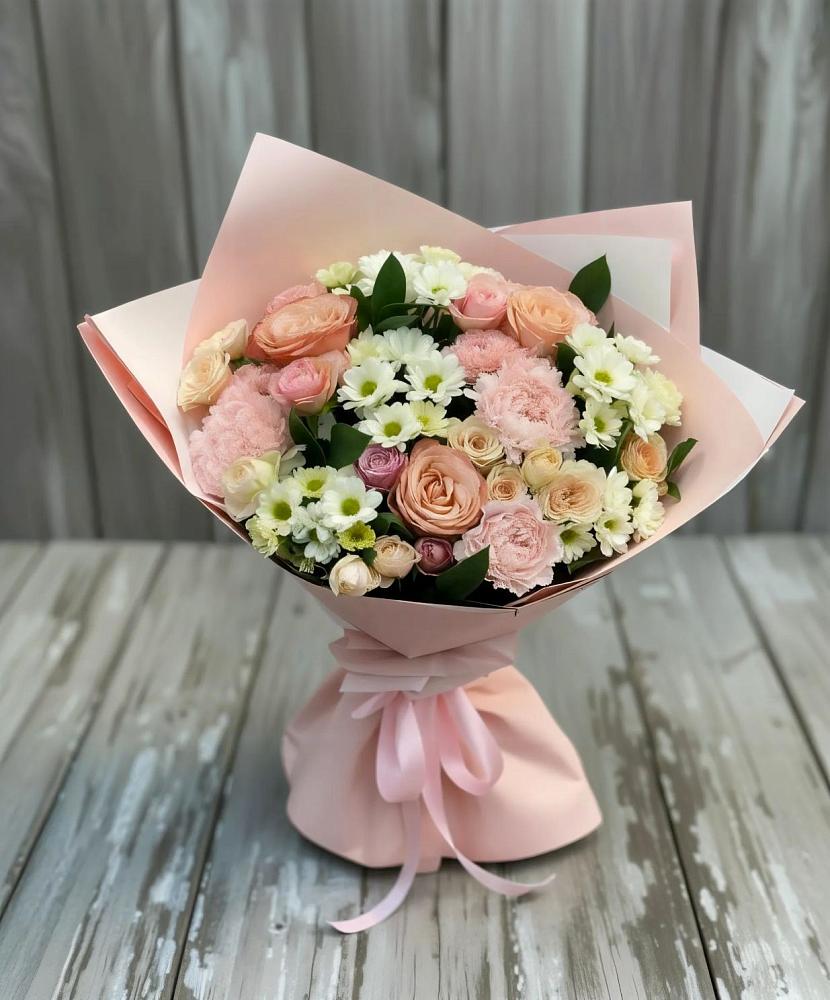 Букет цветов из: Гвоздики, Розы и Хризантемы в Новощапово