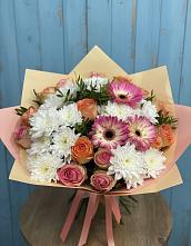Букет цветов из:  Розы, Герберы и Хризантемы в Новощапово