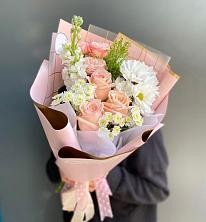 Букет цветов из:  Хризантемы и Розы в Новощапово