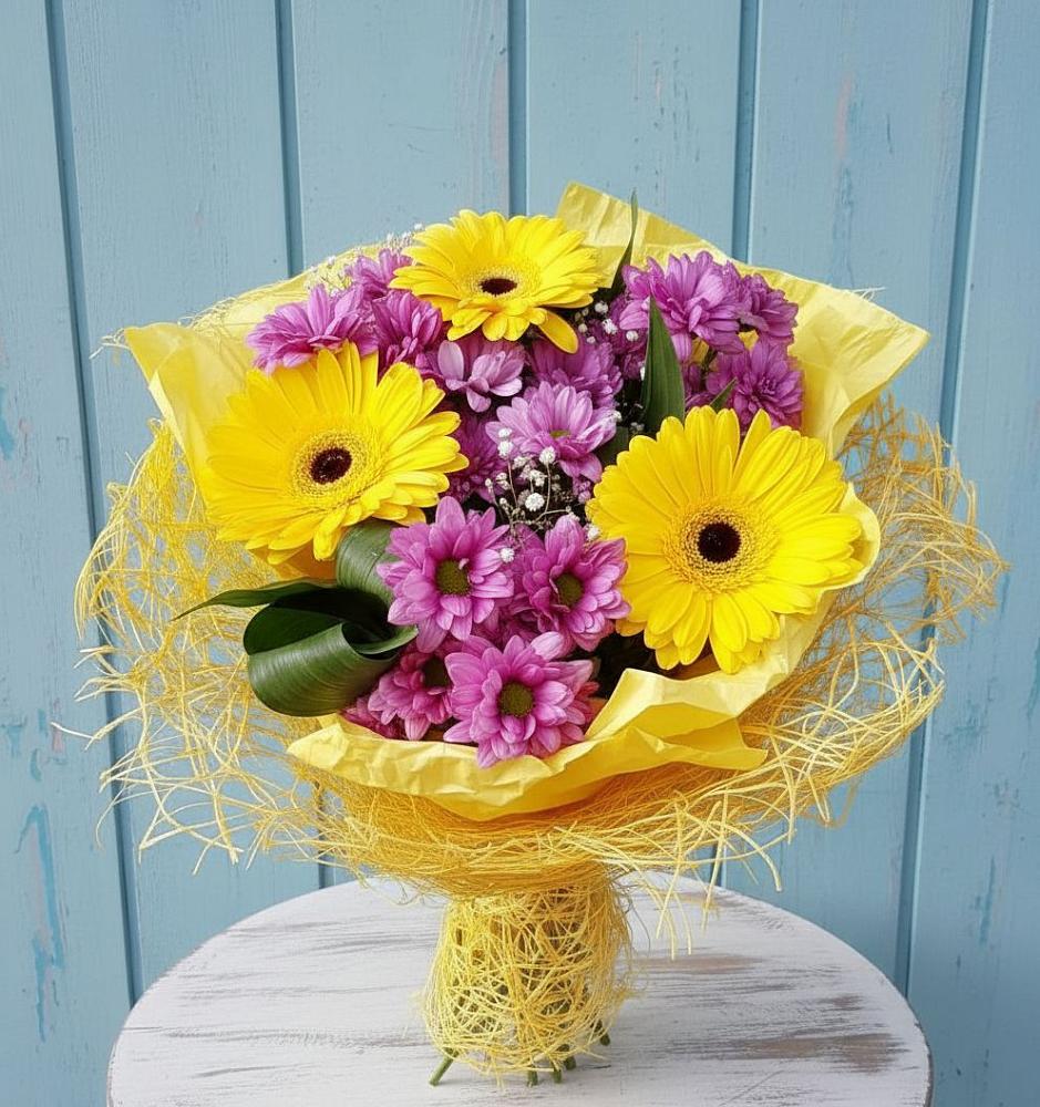 Букет цветов из: Хризантемы и Герберы в Новощапово