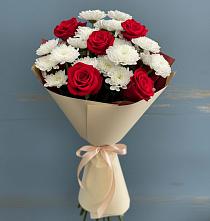Букет цветов из:  Розы и Хризантемы в Новощапово