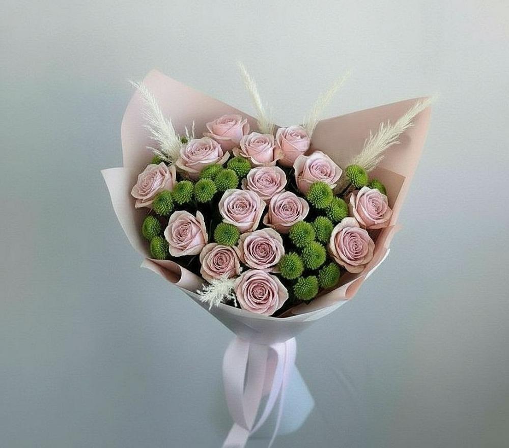 Букет цветов из: Розы и Хризантемы в Новощапово