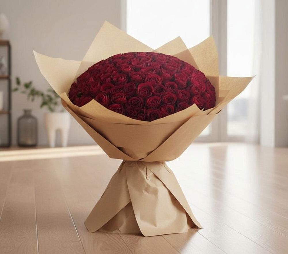Букет 101 Красная роза в Новощапово